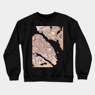 Halifax Map Pattern in Soft Pink Pastels Crewneck Sweatshirt